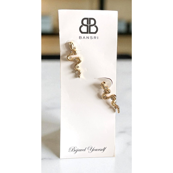 Bansri’s “Bejewel Yourself” line snake dangling earrings-crystal accents - Picture 1 of 2